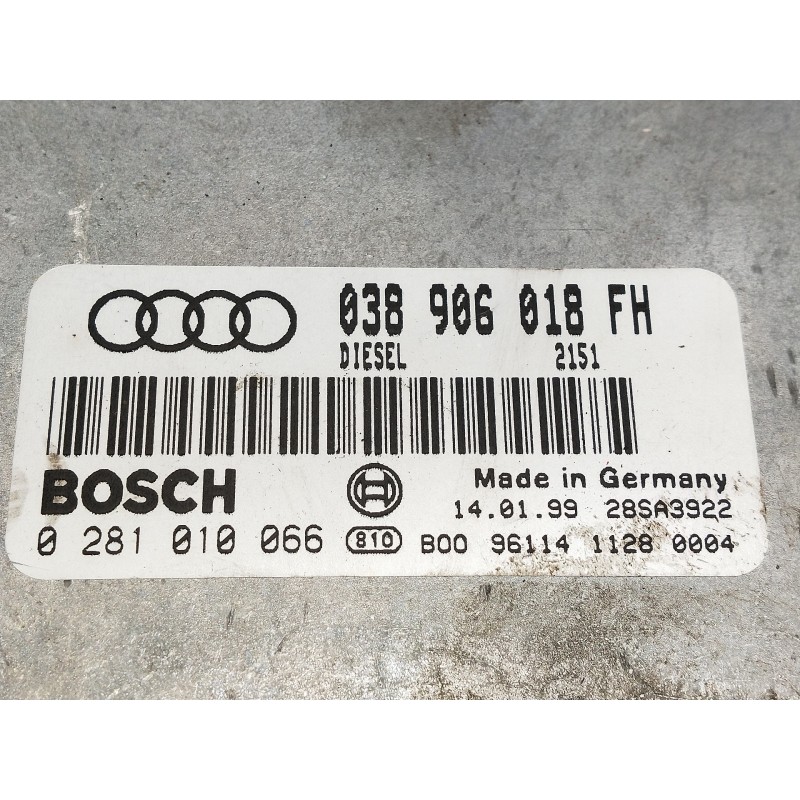 Recambio de centralita motor uce para audi a6 berlina (4b2) 1.9 tdi referencia OEM IAM 038906018FH 0281010066 9611411280004
