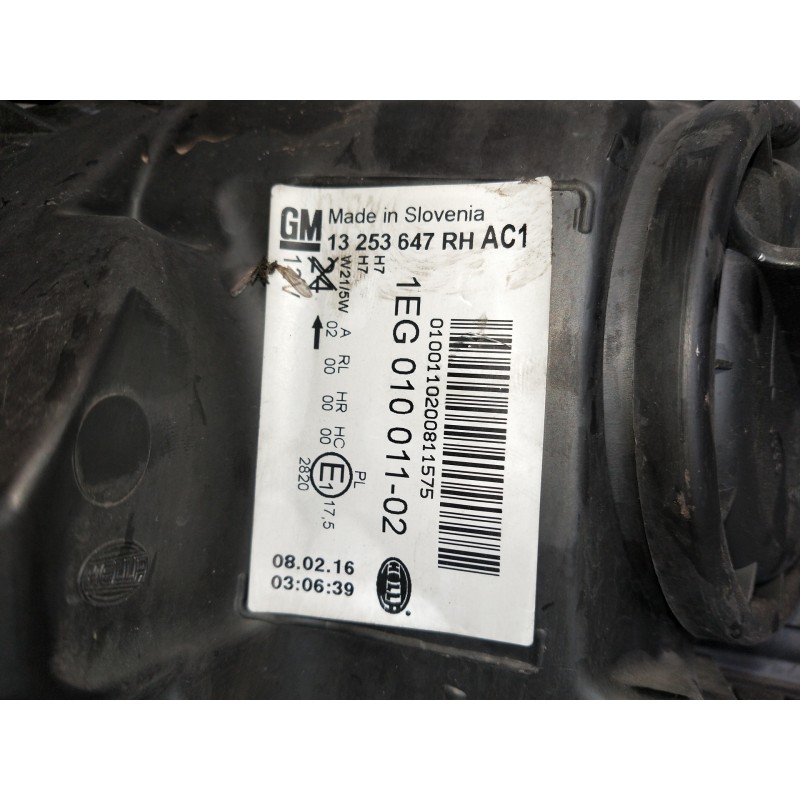 Recambio de faro derecho para opel astra j lim. cosmo referencia OEM IAM 13253647 1EG01001102 VER FOTOS PATILLA MEDIO ROTA