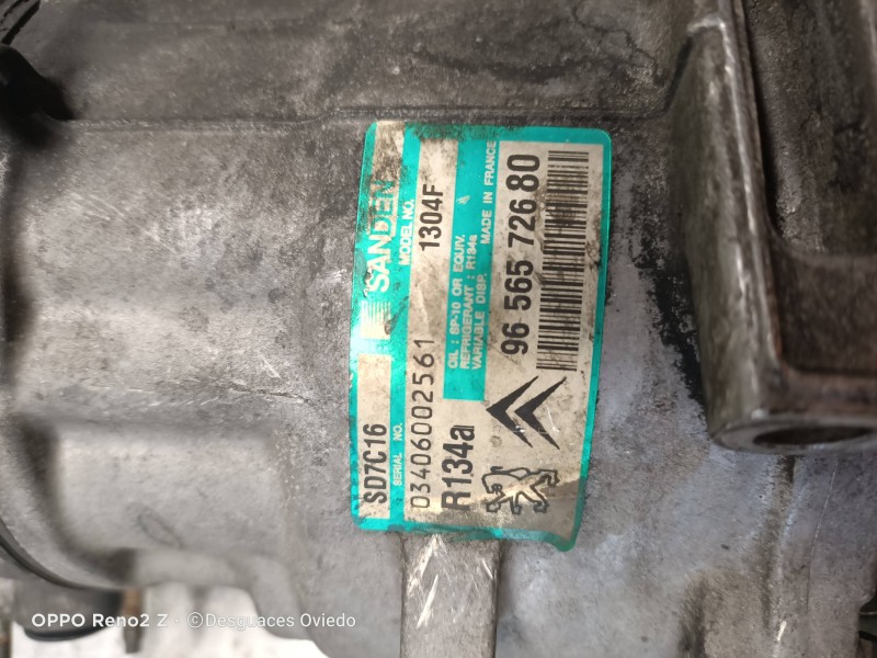 Recambio de compresor aire acondicionado para citroen c5 berlina 1.6 hdi cat (9hy / dv6ted4) referencia OEM IAM 9656572680 SD7C1