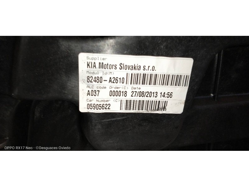 Recambio de elevalunas delantero derecho para kia cee´d 1.6 gdi cat referencia OEM IAM   