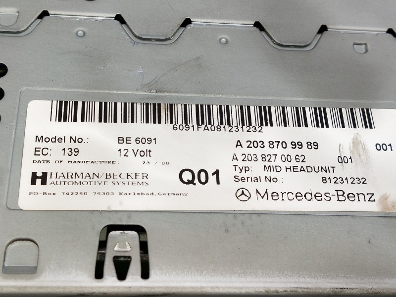 Recambio de sistema audio / radio cd para mercedes clase c (w203) sportcoupe c 220 cdi (la) (203.708) referencia OEM IAM A203870