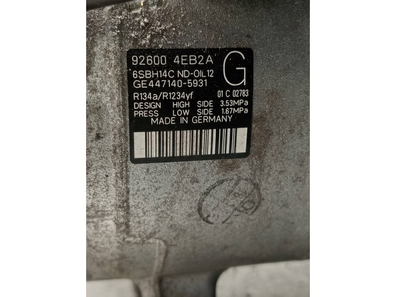 Recambio de compresor aire acondicionado para nissan qashqai (j11) acenta referencia OEM IAM 4471405931 926004EB2A 