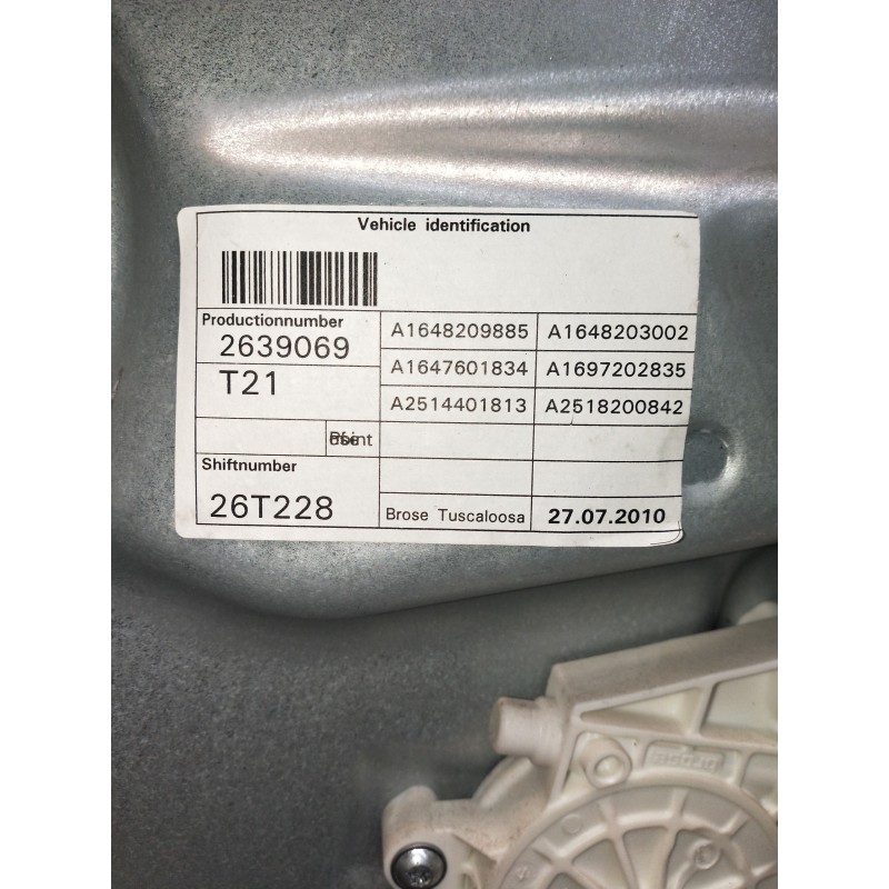 Recambio de elevalunas delantero derecho para mercedes clase m (w164) ml 300 cdi be 4-matic (164.121) referencia OEM IAM A168209