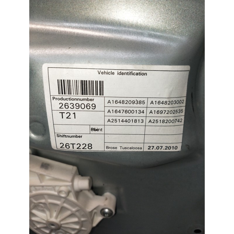 Recambio de elevalunas delantero izquierdo para mercedes clase m (w164) ml 300 cdi be 4-matic (164.121) referencia OEM IAM A1648