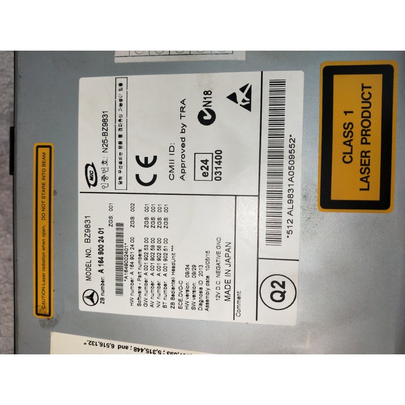 Recambio de sistema audio / radio cd para mercedes clase m (w164) ml 300 cdi be 4-matic (164.121) referencia OEM IAM A1649002401
