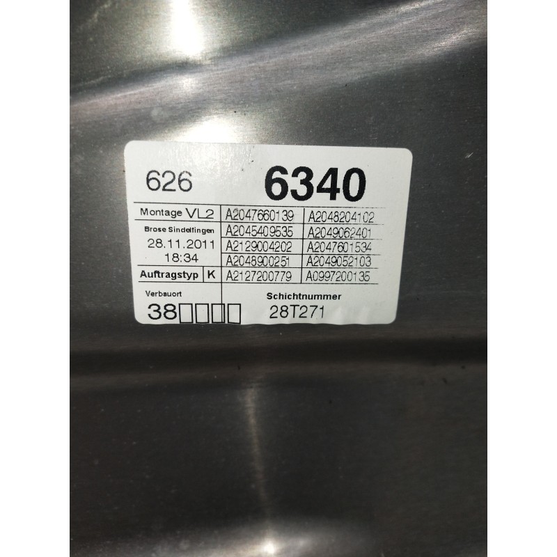 Recambio de elevalunas delantero izquierdo para mercedes clase c (w204) lim. c 250 cgi blueefficiency (204.047) referencia OEM I