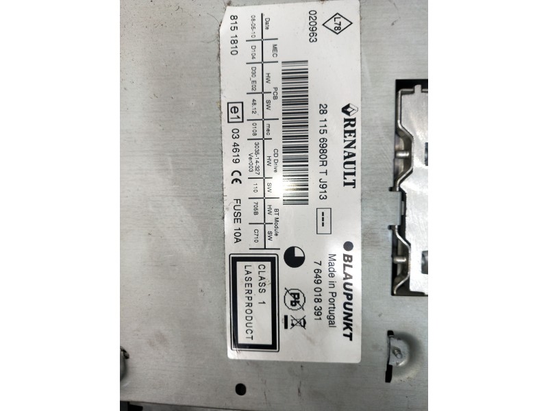 Recambio de sistema audio / radio cd para renault laguna iii authentique referencia OEM IAM 281156980R 7649018391 