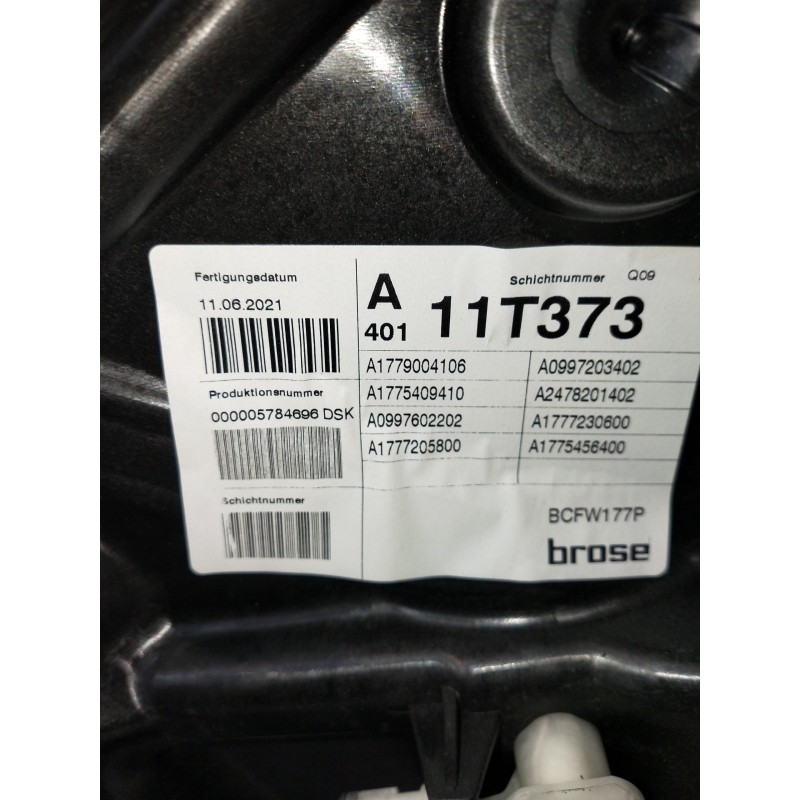 Recambio de elevalunas delantero derecho para mercedes clase a (bm 177) a 200 d (177.012) referencia OEM IAM A1779004106 A247820