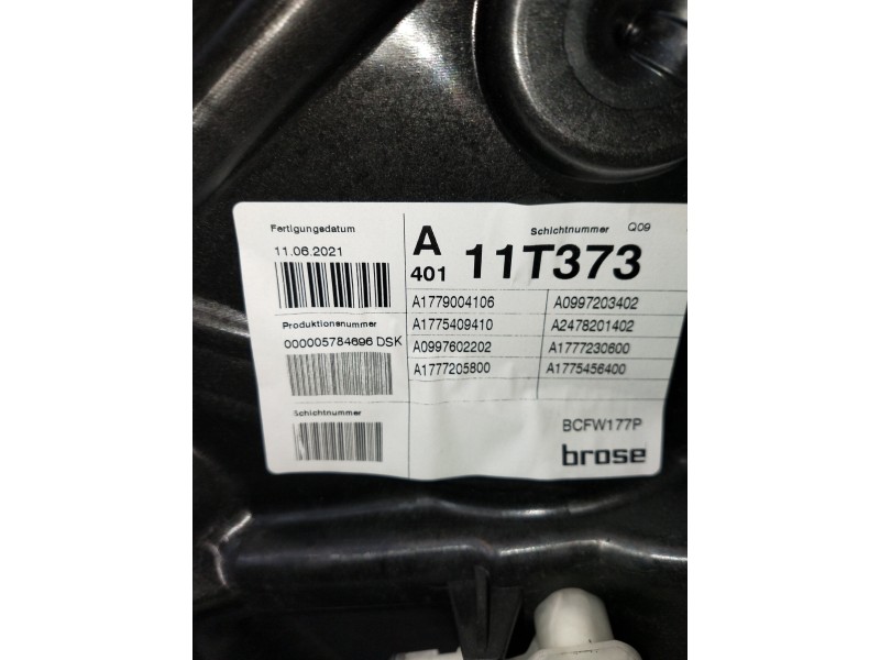 Recambio de elevalunas delantero derecho para mercedes clase a (bm 177) a 200 d (177.012) referencia OEM IAM A1779004106 A247820