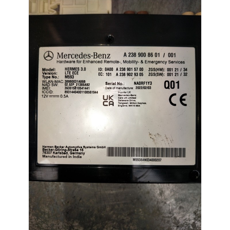 Recambio de modulo electronico para mercedes clase a (bm 177) a 200 d (177.012) referencia OEM IAM A2389008601 A2389015700 