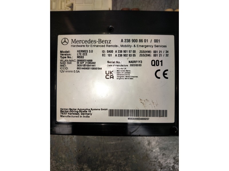 Recambio de modulo electronico para mercedes clase a (bm 177) a 200 d (177.012) referencia OEM IAM A2389008601 A2389015700 