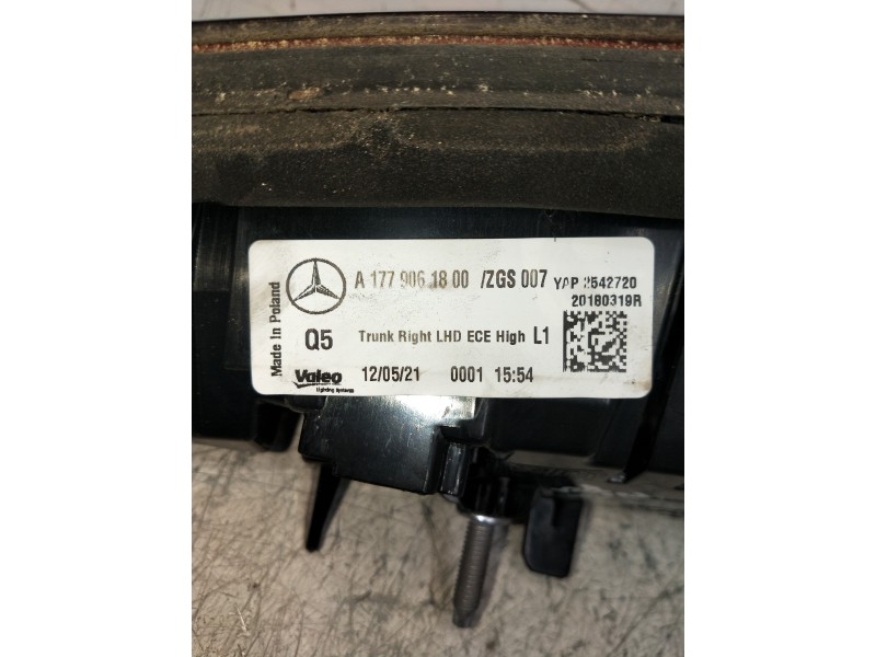 Recambio de piloto trasero derecho interior para mercedes clase a (bm 177) a 200 d (177.012) referencia OEM IAM A1779061800  