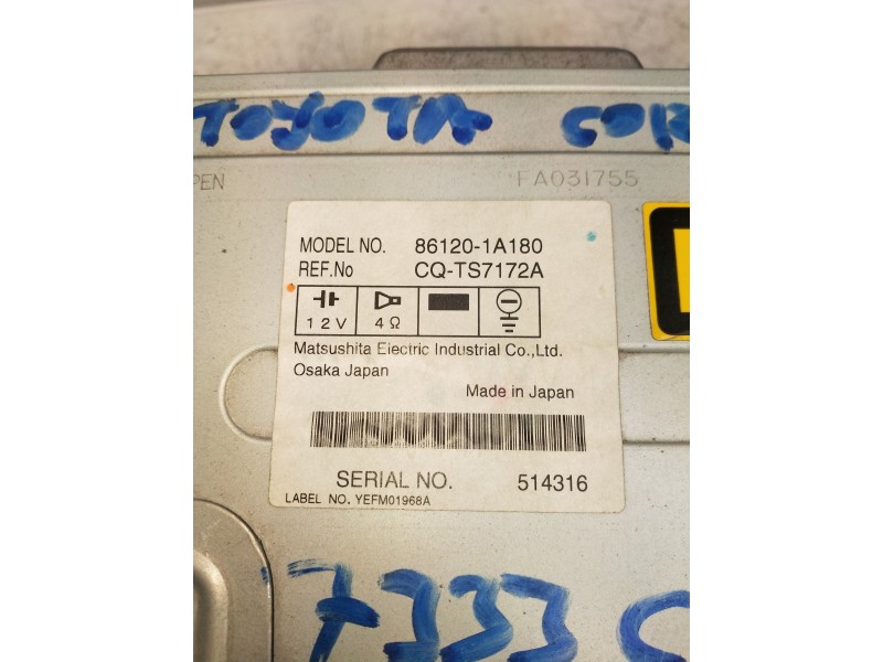 Recambio de sistema audio / radio cd para toyota corolla (e12) 1.6 linea sol berlina 3/5 referencia OEM IAM   