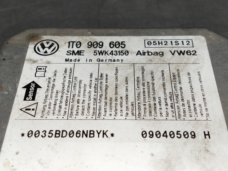 Recambio de centralita airbag para volkswagen touran (1t1) highline referencia OEM IAM 1T0909605 5WK43150 