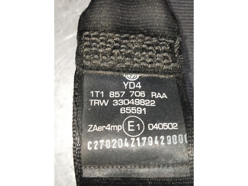 Recambio de juego cinturones delantero para volkswagen touran (1t1) highline referencia OEM IAM 1T1857706RAA 33049822 5P