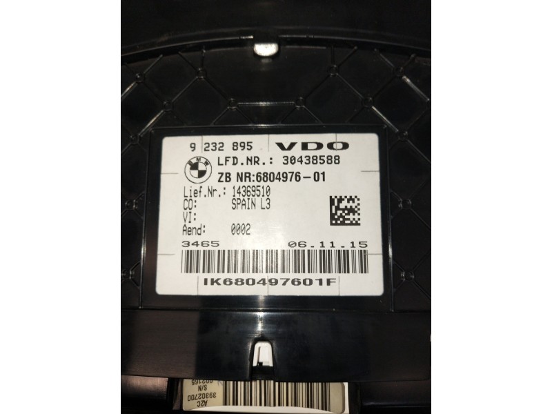 Recambio de cuadro instrumentos para bmw serie 3 gran turismo (f34) 318d referencia OEM IAM 9232895 30438588 680497601