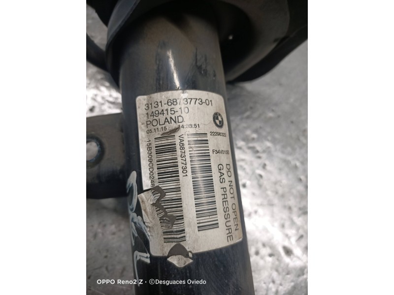 Recambio de amortiguador delantero izquierdo para bmw serie 3 gran turismo (f34) 318d referencia OEM IAM 313168737701  