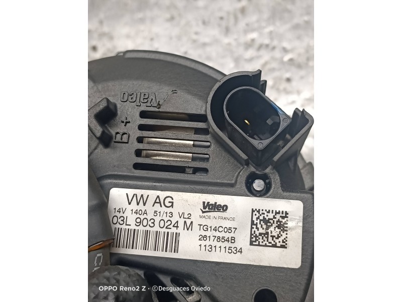 Recambio de alternador para volkswagen caddy ka/kb (2c) combi bluemotion referencia OEM IAM 03L903024M TG14C057 2617854B
