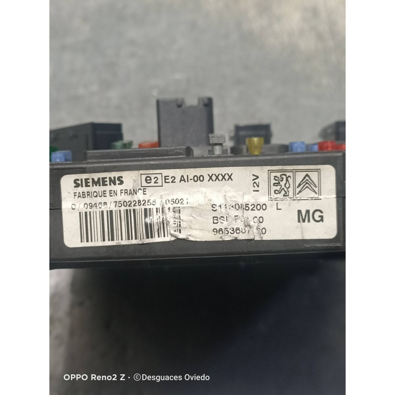Recambio de caja reles / fusibles para citroen c3 1.4 hdi sx plus referencia OEM IAM 9653667  