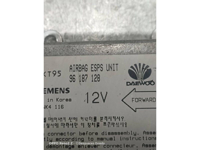Recambio de centralita airbag para daewoo nexia gl referencia OEM IAM 96187128  
