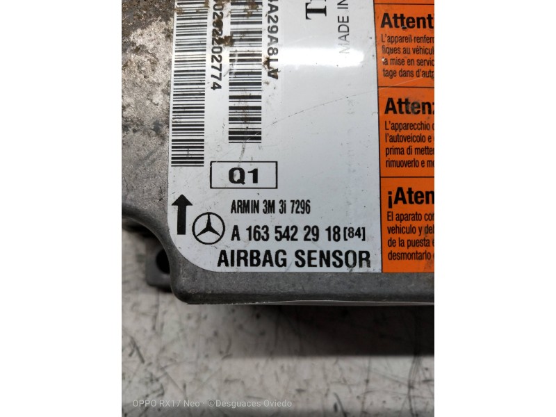 Recambio de centralita airbag para mercedes clase m (w163) 270 cdi (163.113) referencia OEM IAM A1635422918  