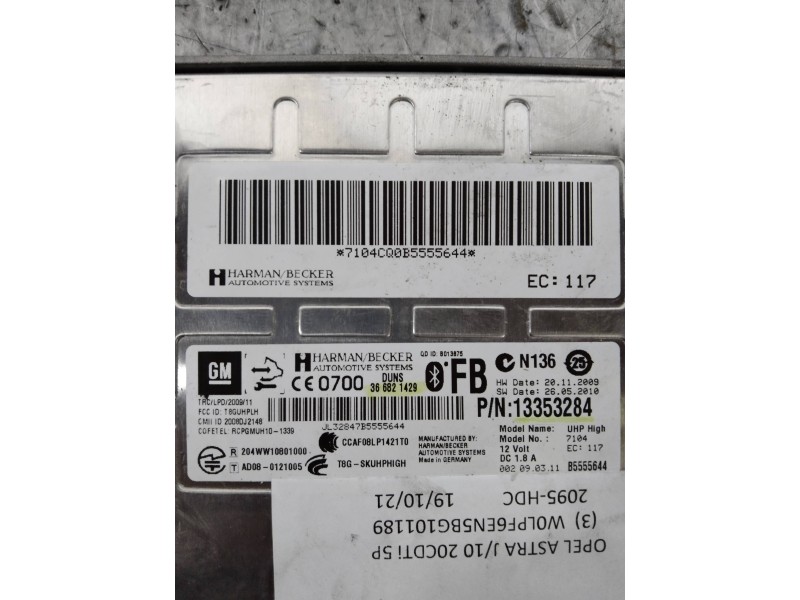 Recambio de modulo bluetooth para opel astra j lim. cosmo referencia OEM IAM 13353284 366821429 