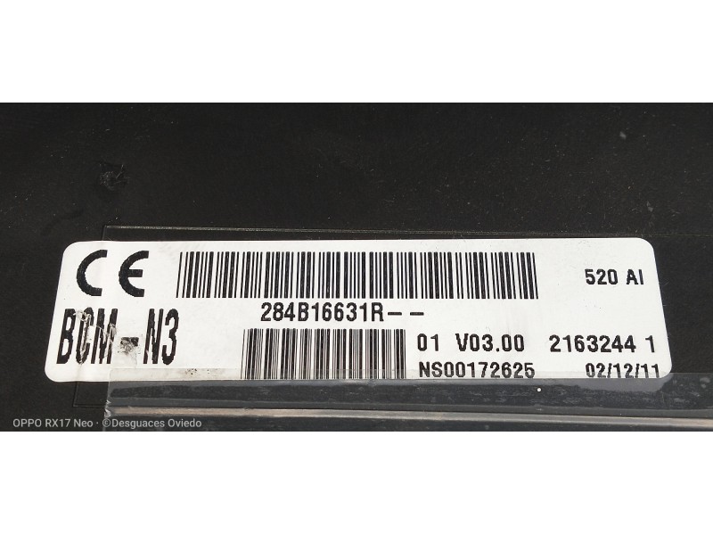 Recambio de modulo electronico para renault kangoo z.e. maxi 2-sitzer referencia OEM IAM 284B16631R 2163244 