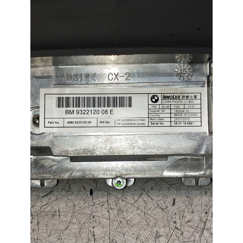 Recambio de pantalla multifuncion para bmw serie 3 gran turismo (f34) 318d referencia OEM IAM 93221008E 6550932212008 2507156561