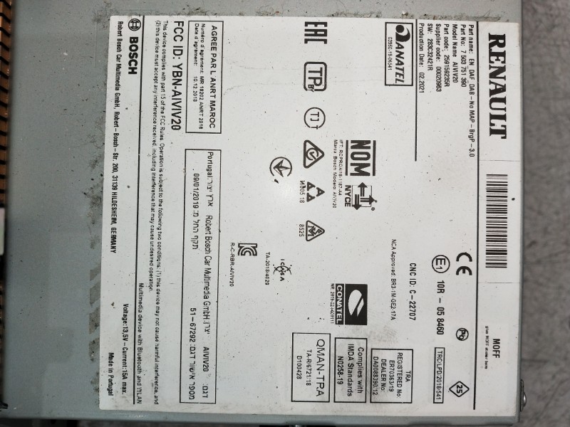 Recambio de pantalla multifuncion para renault express referencia OEM IAM 283C32421R  