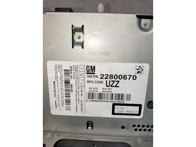 Recambio de sistema navegacion gps para opel astra j lim. enjoy referencia OEM IAM 22800670  