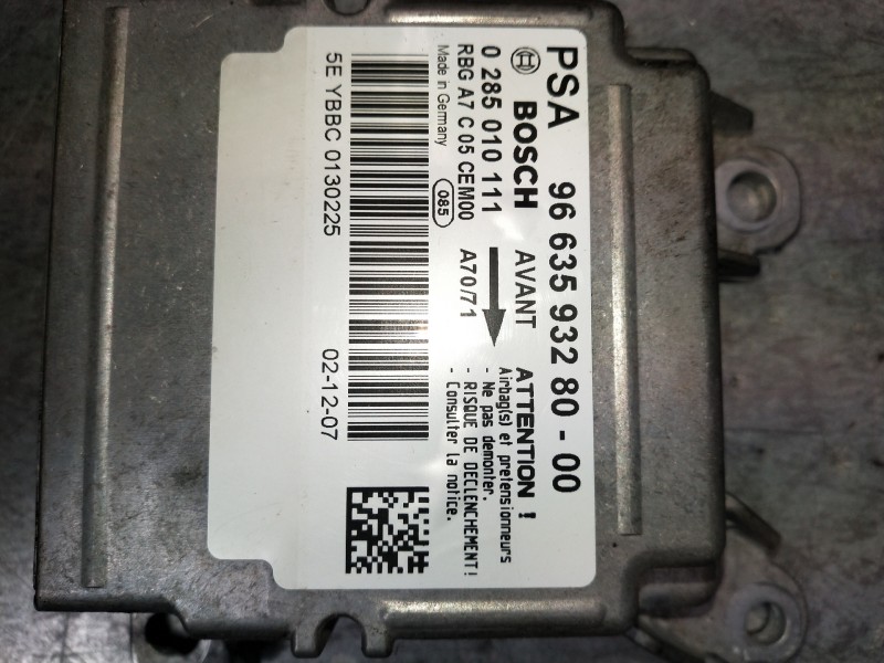 Recambio de centralita airbag para peugeot 207 urban referencia OEM IAM 0285010111 966359328000 