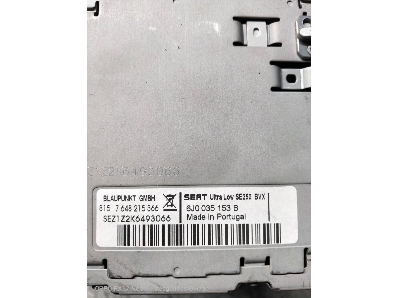 Recambio de sistema audio / radio cd para seat ibiza (6j5) reference referencia OEM IAM 6J0035153B  