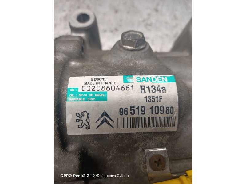 Recambio de compresor aire acondicionado para peugeot 307 cc (s2) básico referencia OEM IAM 9651910980  