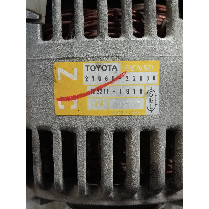 Recambio de alternador para toyota corolla (e12) 1.6 linea sol berlina 3/5 referencia OEM IAM 2706022030 1022111910 