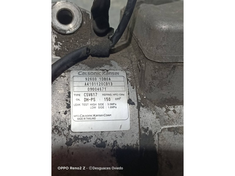 Recambio de compresor aire acondicionado para nissan qashqai (j10) acenta referencia OEM IAM 926001DB0A A4101120C013 09004671