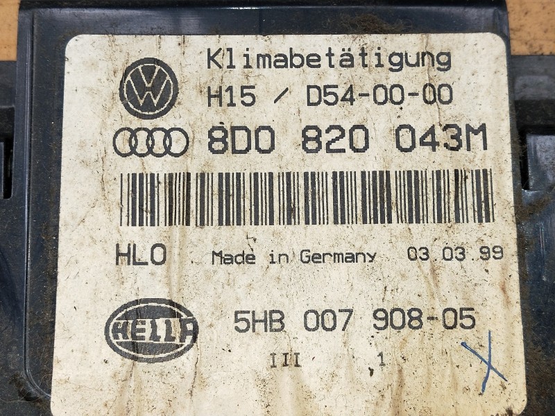 Recambio de mando calefaccion / aire acondicionado para audi a4 berlina (b5) 1.9 tdi referencia OEM IAM 8D0820043M 5HB00790805 