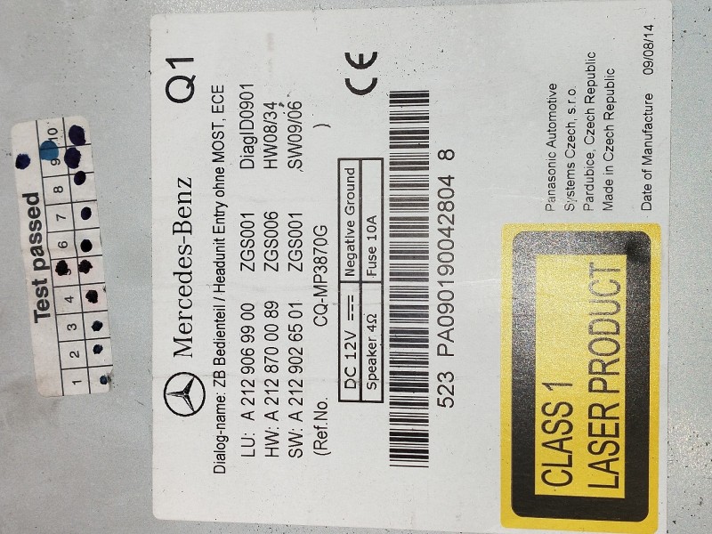 Recambio de sistema audio / radio cd para mercedes clase clk (w207) coupe 350 cdi be prime edition (207.322) referencia OEM IAM 