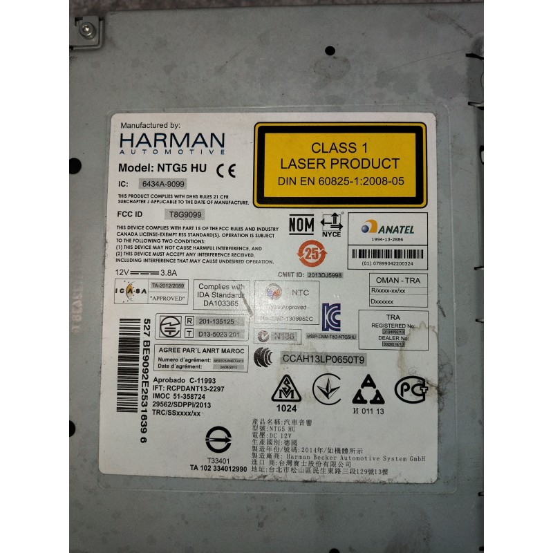 Recambio de sistema audio / radio cd para mercedes clase c (w205) lim. c 220 cdi bluetec (205.004) referencia OEM IAM 6434A9099 