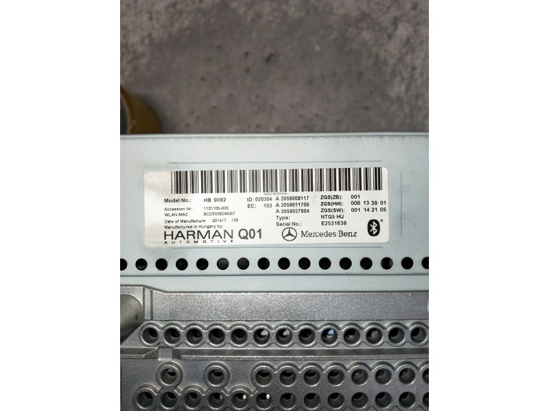 Recambio de sistema audio / radio cd para mercedes clase c (w205) lim. c 220 cdi bluetec (205.004) referencia OEM IAM 6434A9099 