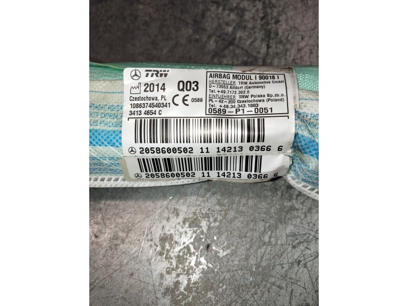Recambio de airbag cortina delantero derecho para mercedes clase c (w205) lim. c 220 cdi bluetec (205.004) referencia OEM IAM 20