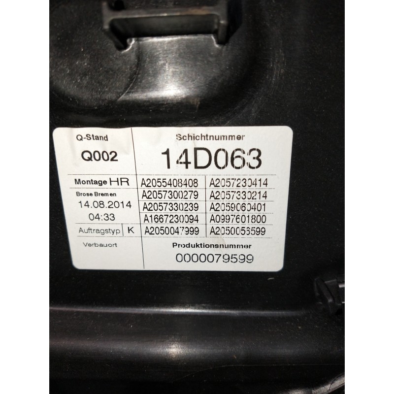 Recambio de elevalunas trasero derecho para mercedes clase c (w205) lim. c 220 cdi bluetec (205.004) referencia OEM IAM A2055408