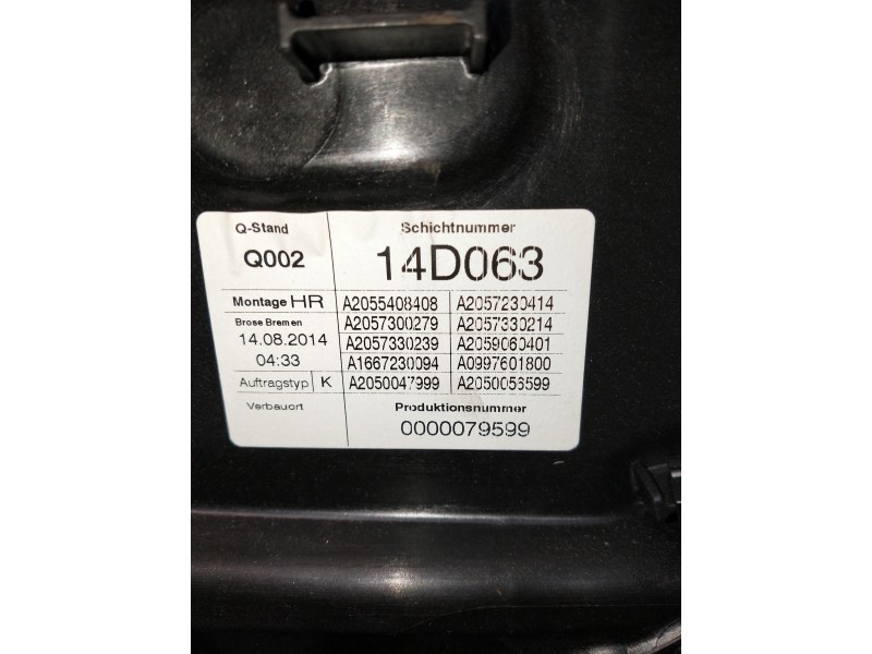 Recambio de elevalunas trasero derecho para mercedes clase c (w205) lim. c 220 cdi bluetec (205.004) referencia OEM IAM A2055408