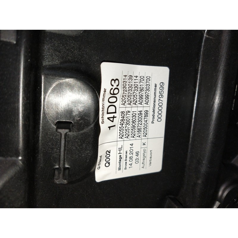 Recambio de elevalunas trasero izquierdo para mercedes clase c (w205) lim. c 220 cdi bluetec (205.004) referencia OEM IAM A20554