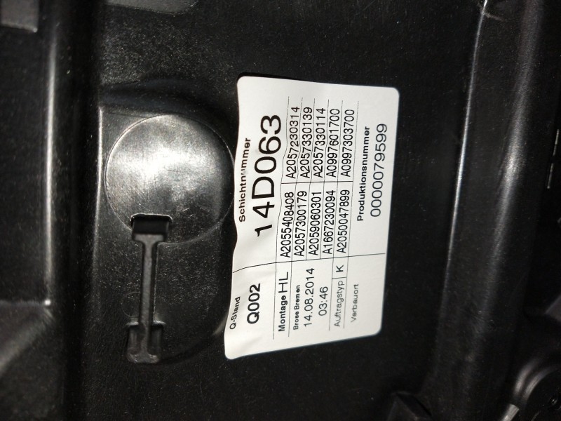 Recambio de elevalunas trasero izquierdo para mercedes clase c (w205) lim. c 220 cdi bluetec (205.004) referencia OEM IAM A20554