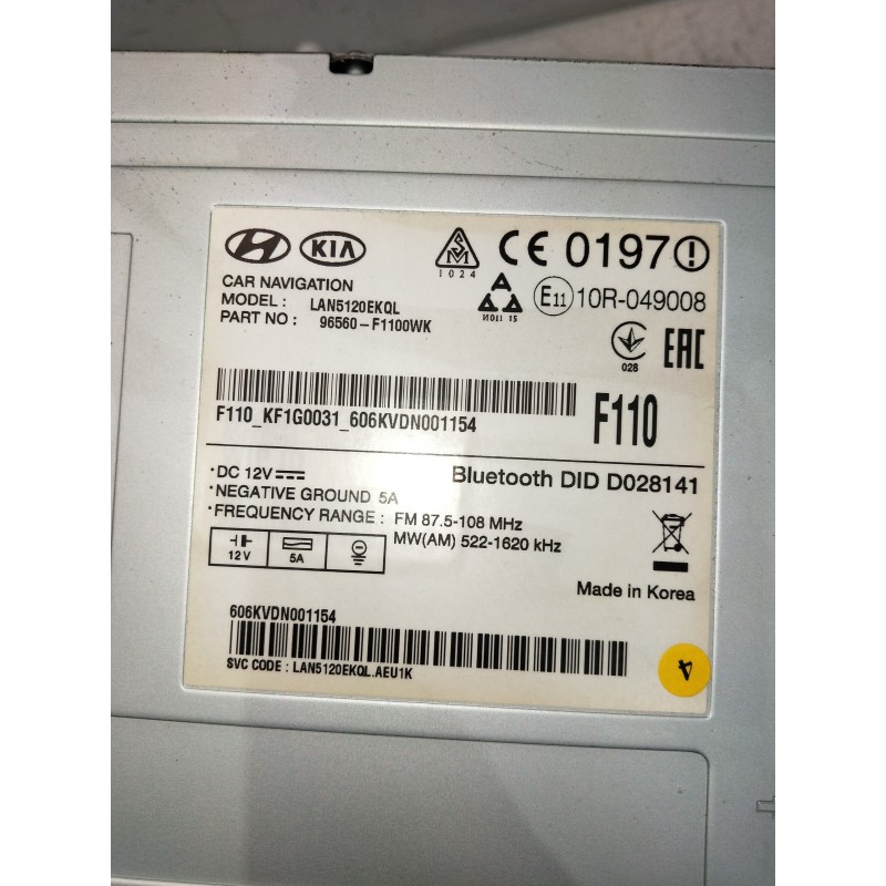 Recambio de sistema navegacion gps para kia sportage spirit 2wd referencia OEM IAM 96560F1100WK  