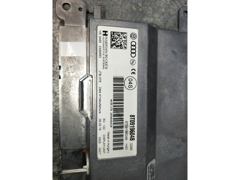Recambio de pantalla multifuncion para audi a5 sportback (8t) 2.0 tdi (140kw) referencia OEM IAM 8T0919604B  