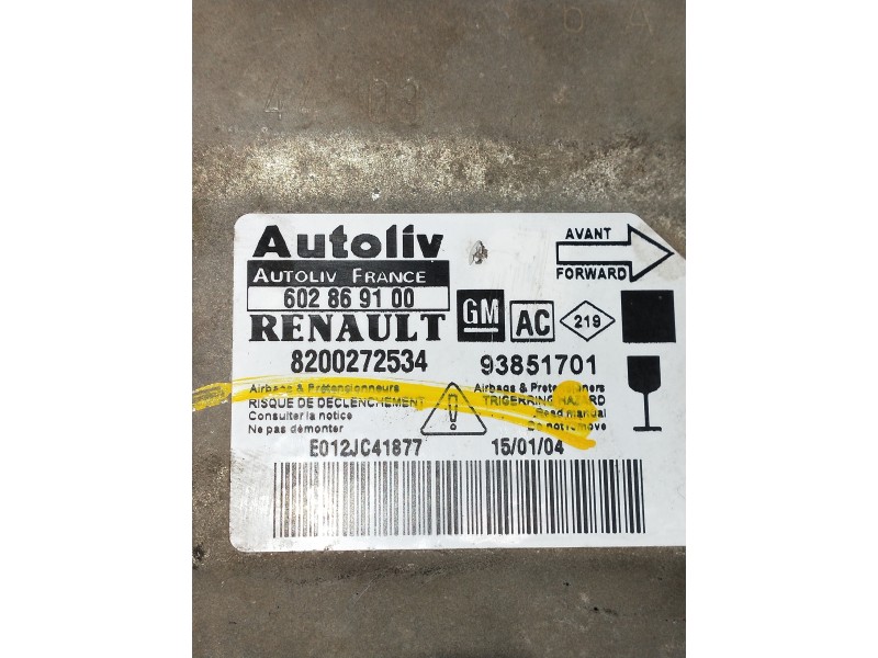 Recambio de centralita airbag para renault trafic caja cerrada (ab 4.01) 1.9 diesel referencia OEM IAM 8200272534  