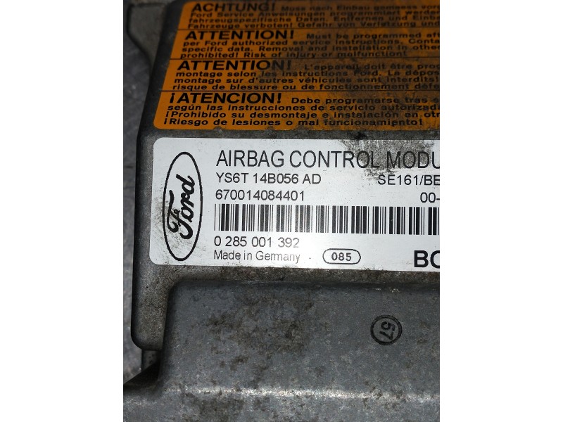 Recambio de centralita airbag para ford fiesta berlina (dx) ambiente referencia OEM IAM 0285001392  