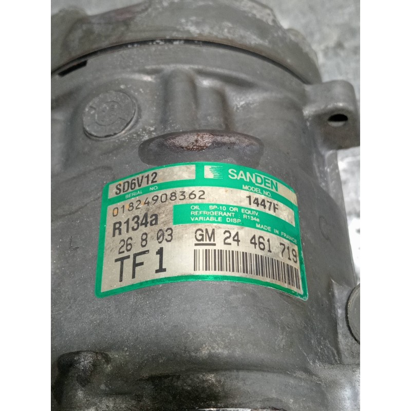 Recambio de compresor aire acondicionado para opel corsa c cosmo referencia OEM IAM 24461719 SD6V12 