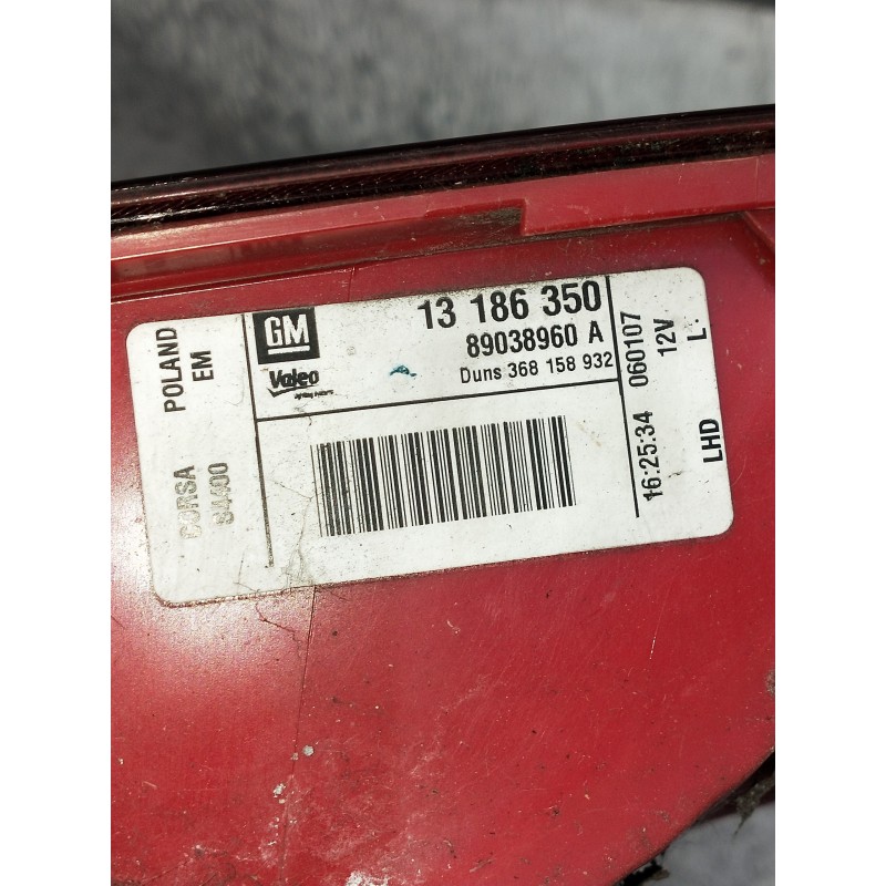 Recambio de piloto trasero izquierdo para opel corsa d cmon referencia OEM IAM 13186350 89038960A 